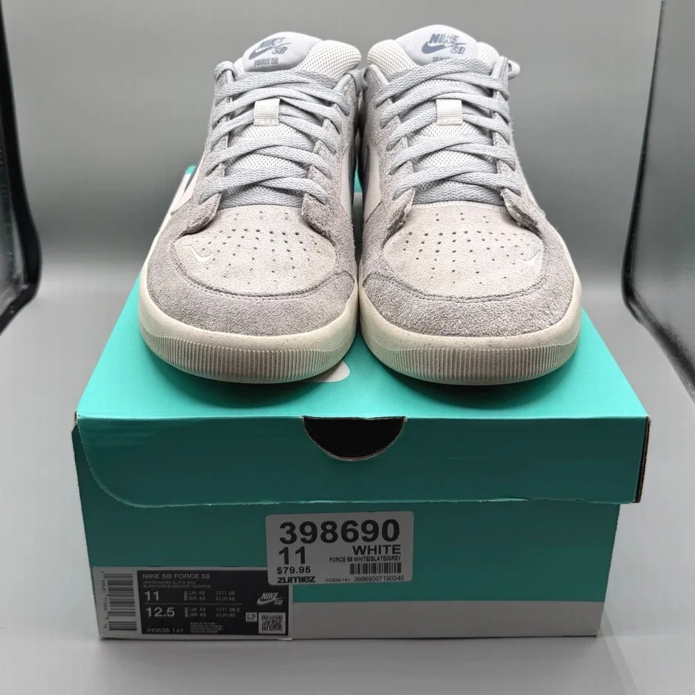 Nike SB Force 58 White/Ashen Slate-Sail Skate Suede Shoes IH0636-141 Mens 11